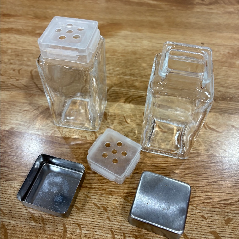 Glass salt and pepper shakers